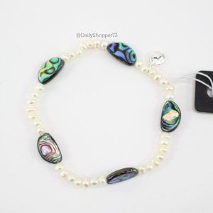 J. Crew Women's Freshwater Pearl and Mother of Pearl Elastic Bracelet
